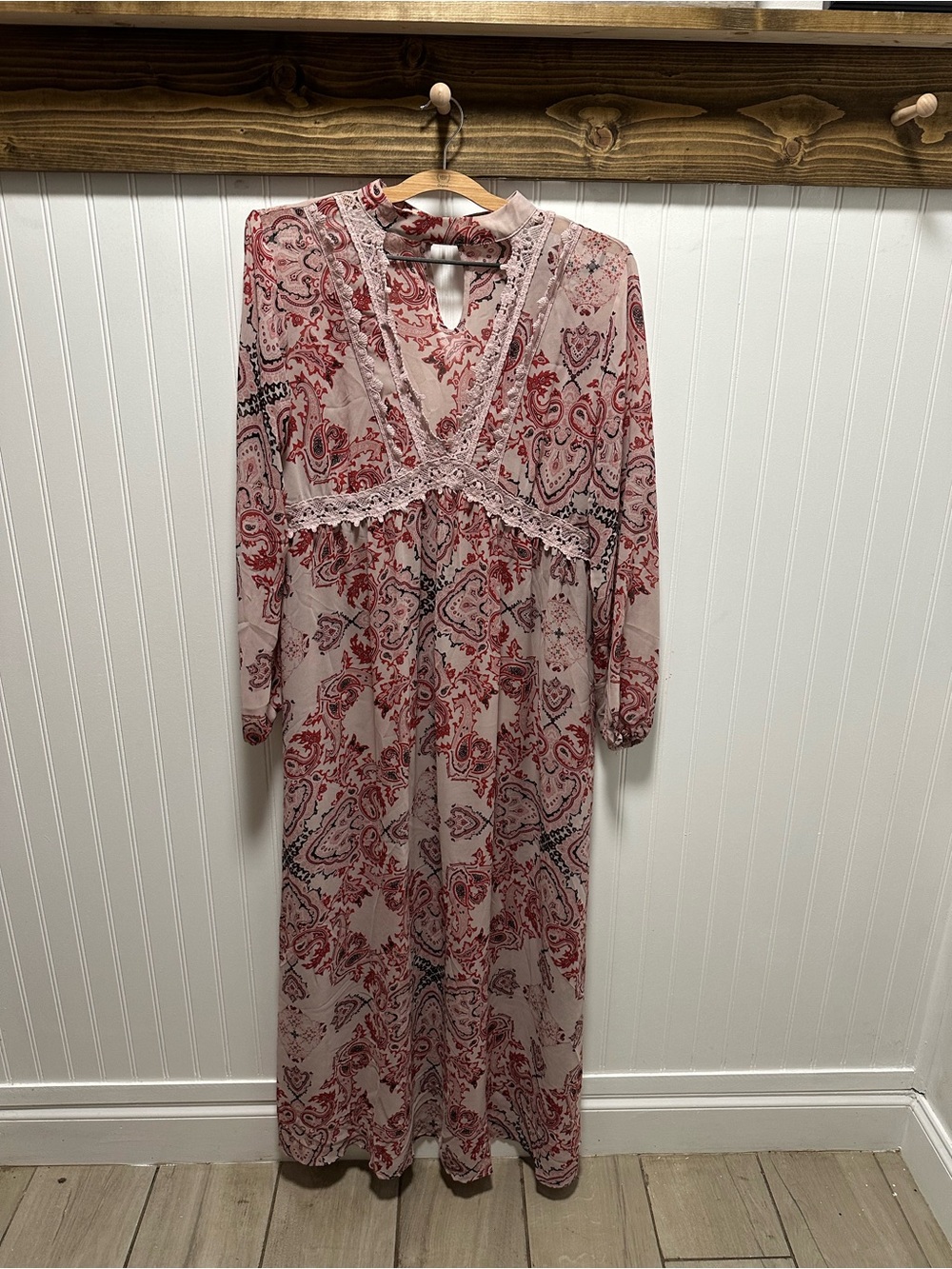 Altar'd State Pink Paisley sheer Maxi Dress Sz large
